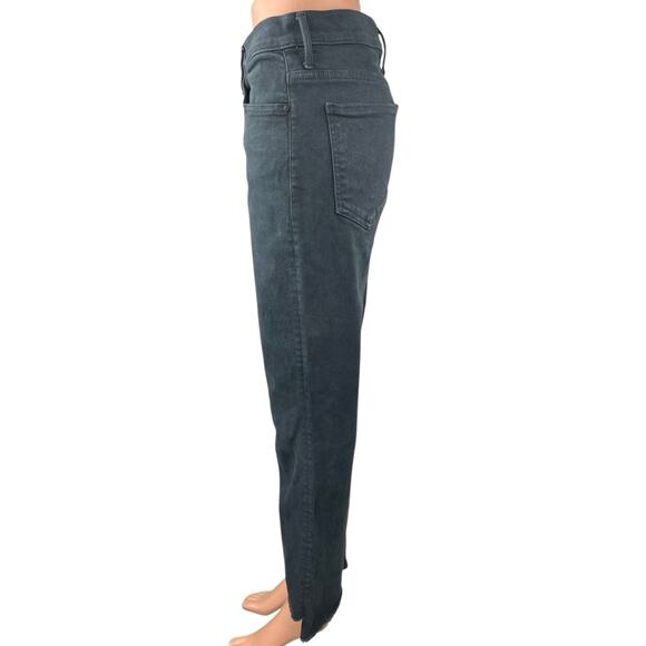 Mother The Insider Crop Step Fray Faded Black Flared Bootcut Denim Jeans Size 30 - Picture 2 of 7